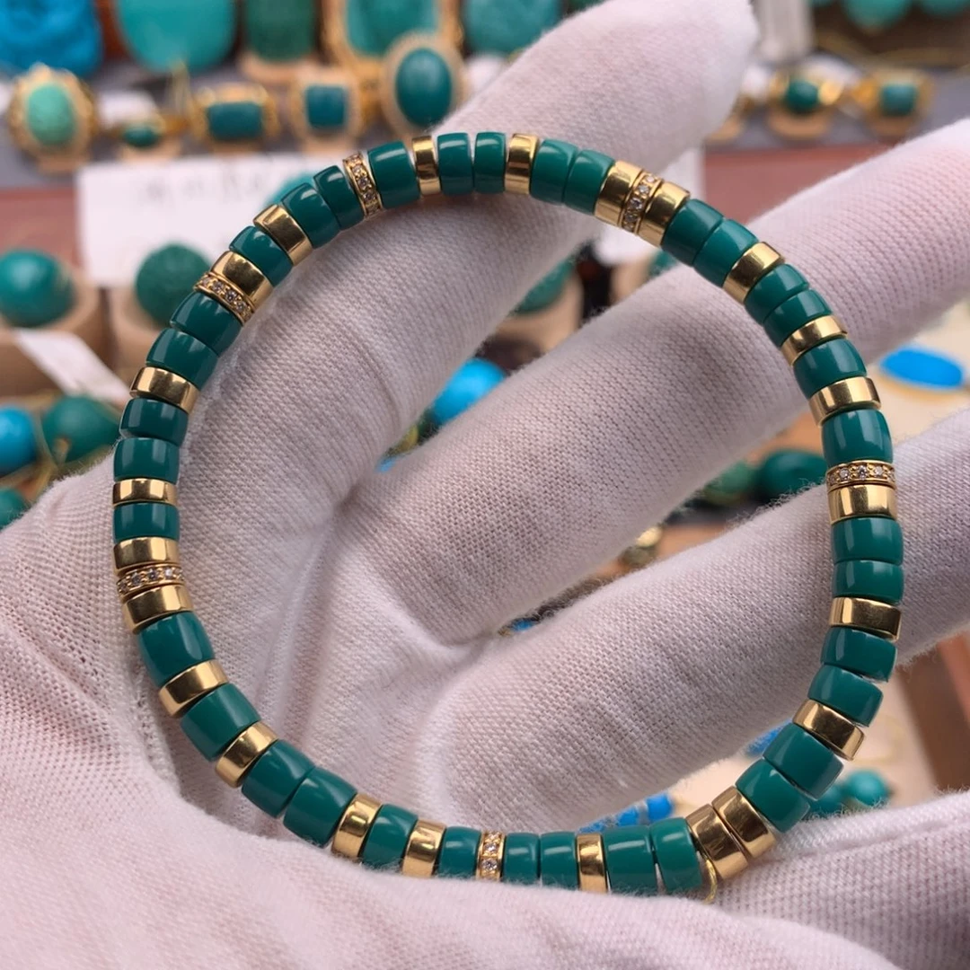 绿松石18K金镶嵌珠宝奇石