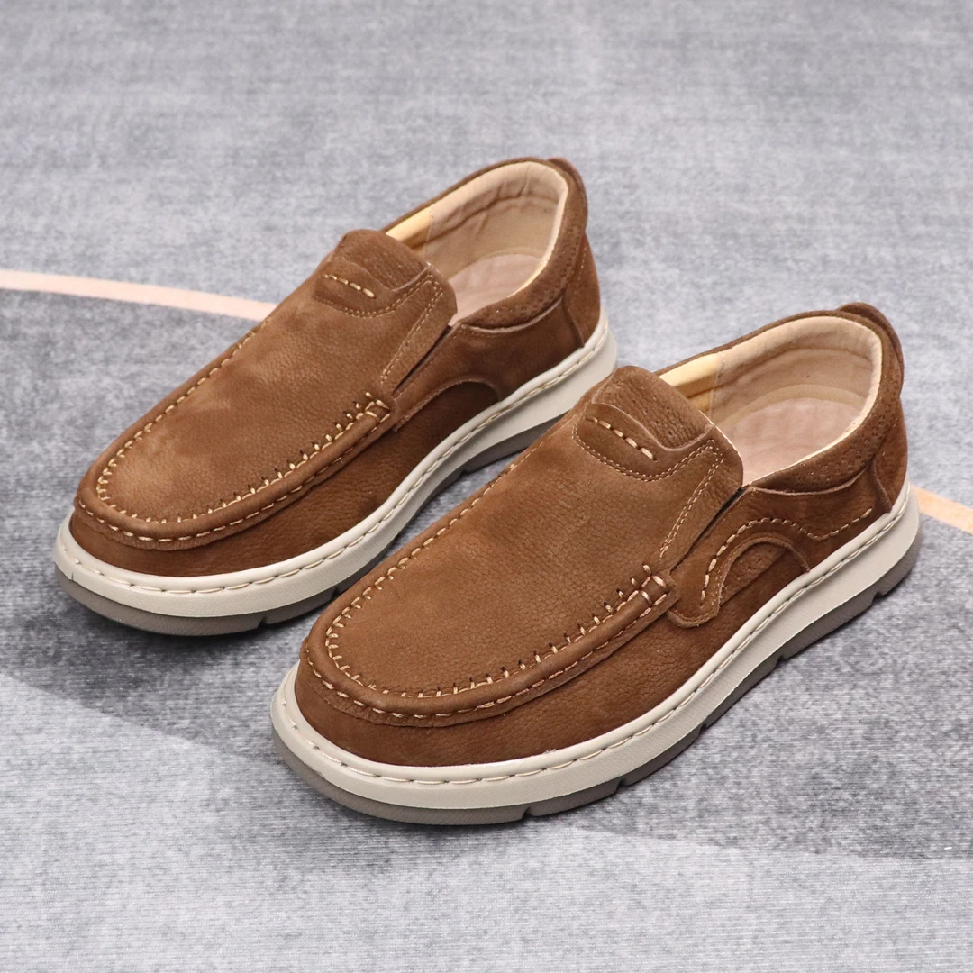 新款男士休闲皮鞋超轻便男鞋真皮软皮软底环保型纯手工上线底鞋子