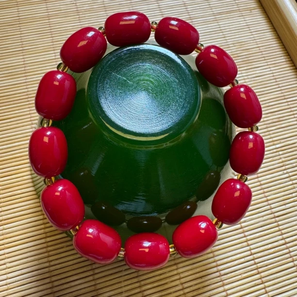 专柜满肉红景天手串（捅珠）