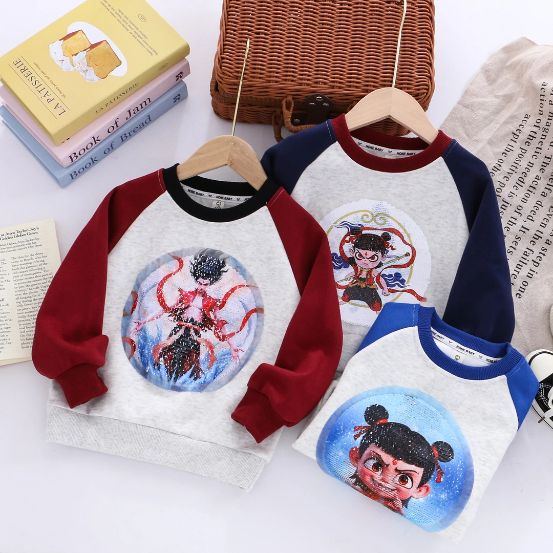 男童卫衣那扎变色亮片学生开学休闲外穿百搭宽松男女宝宝长袖卫衣