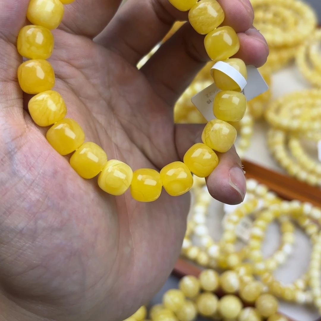 蜜蜡未镶嵌手链卡 11mm 焦皮料鸡油黄