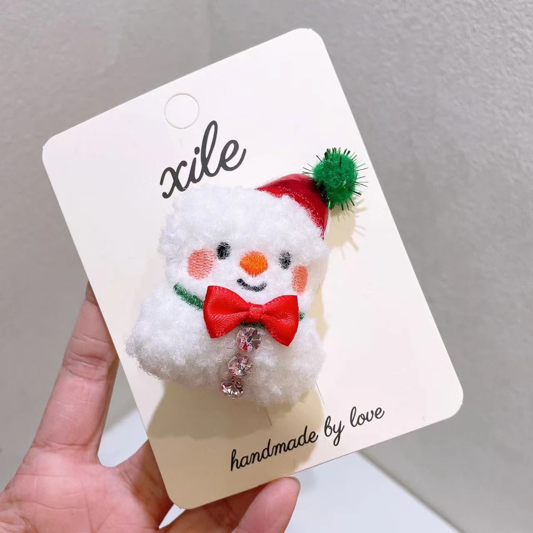 B-1310（满10米飞）  xl 圣诞雪人鸭嘴夹儿童边夹发夹