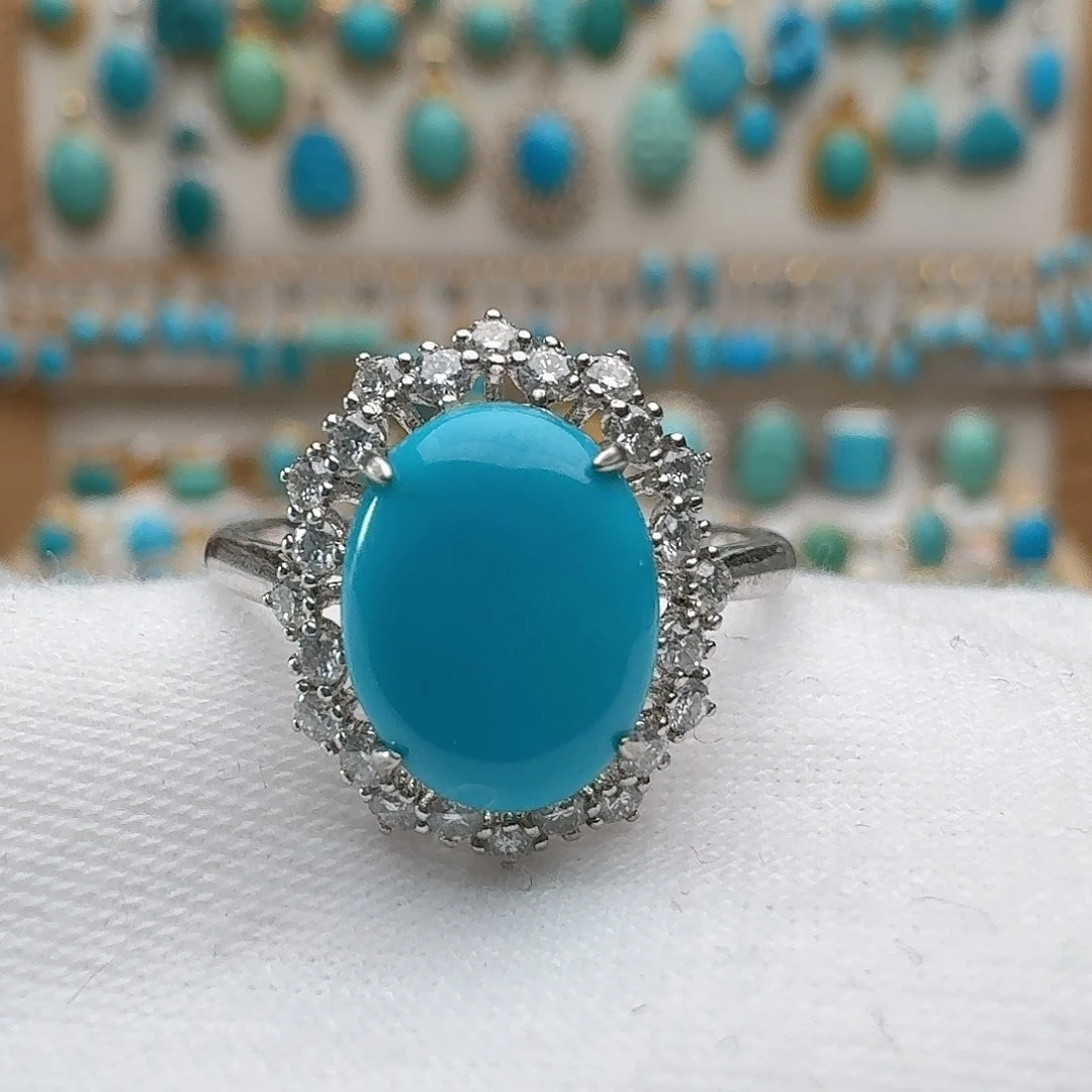 绿松石银S925镶嵌戒指