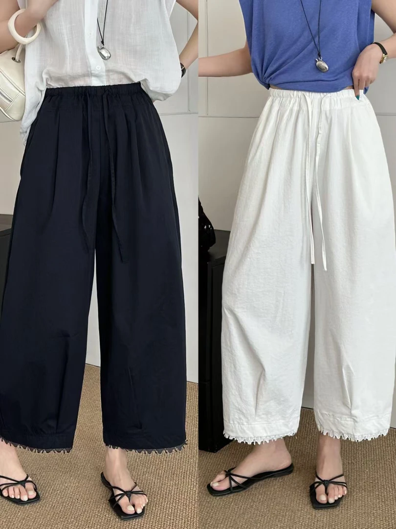 9802 韩系夏季薄款睫毛花边休闲裤