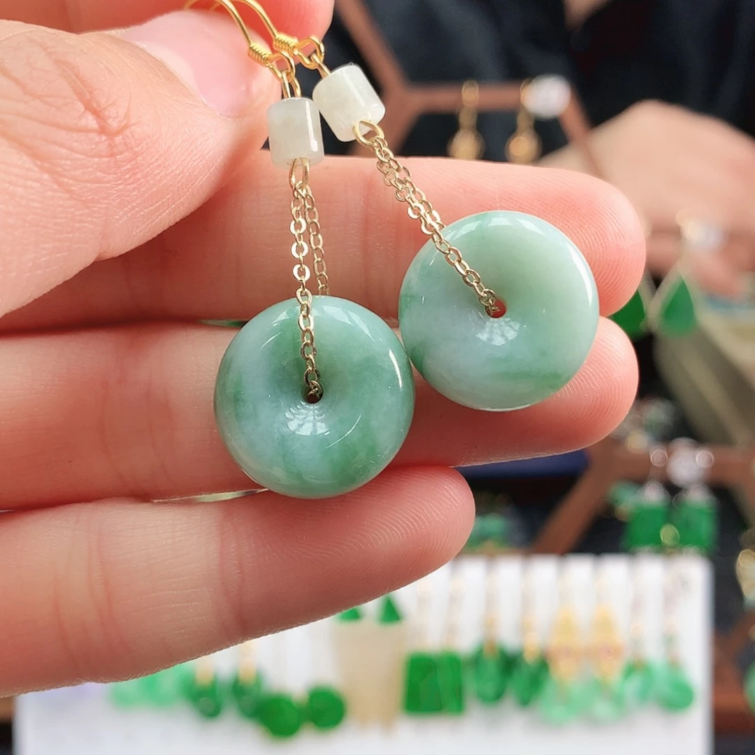 翡翠耳饰银S925镶嵌耳饰