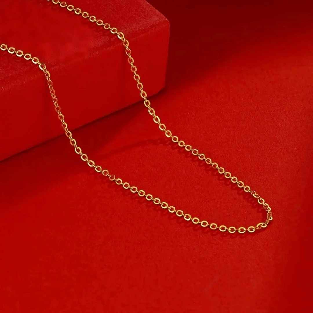 链子足银 足银O字项链女款时尚百搭女士经典金色