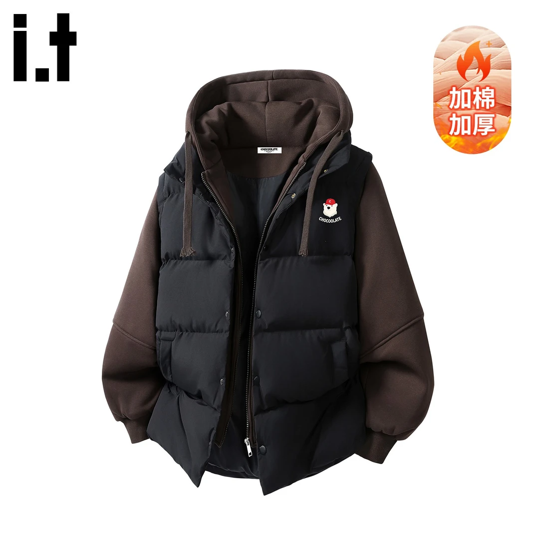 i.t:CHOCOOLATE保暖连帽棉服男士2025秋冬新款防风防寒厚棉衣外套