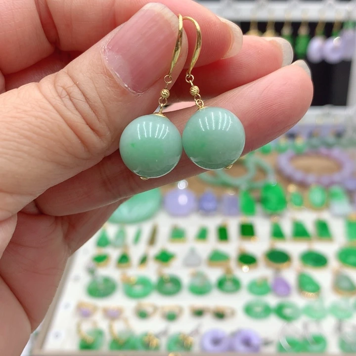 翡翠18K金镶嵌耳饰