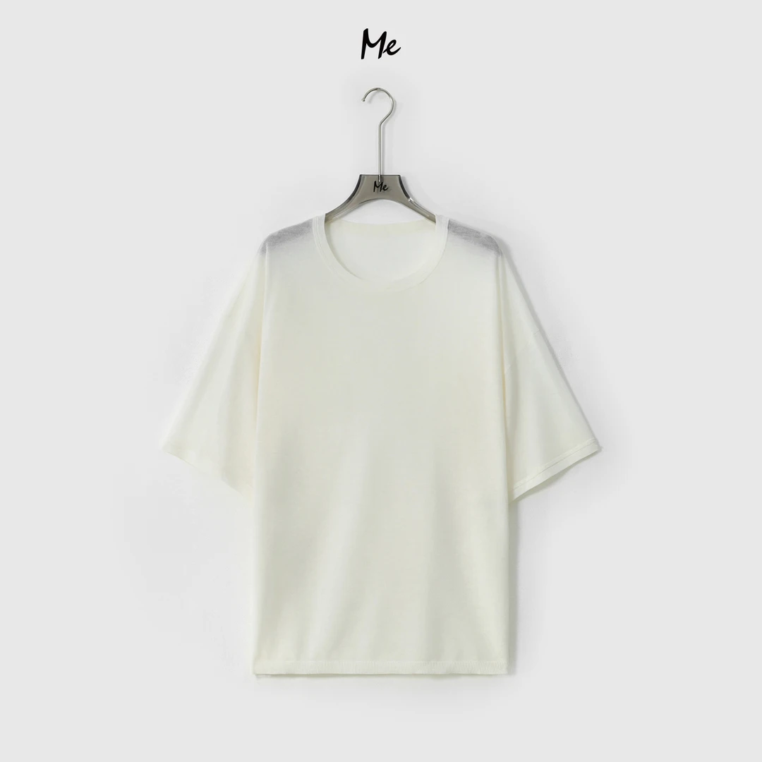 ME【冰透大版T】绵羊毛混纺空气感极简显瘦时尚百搭针织衫MESS6837