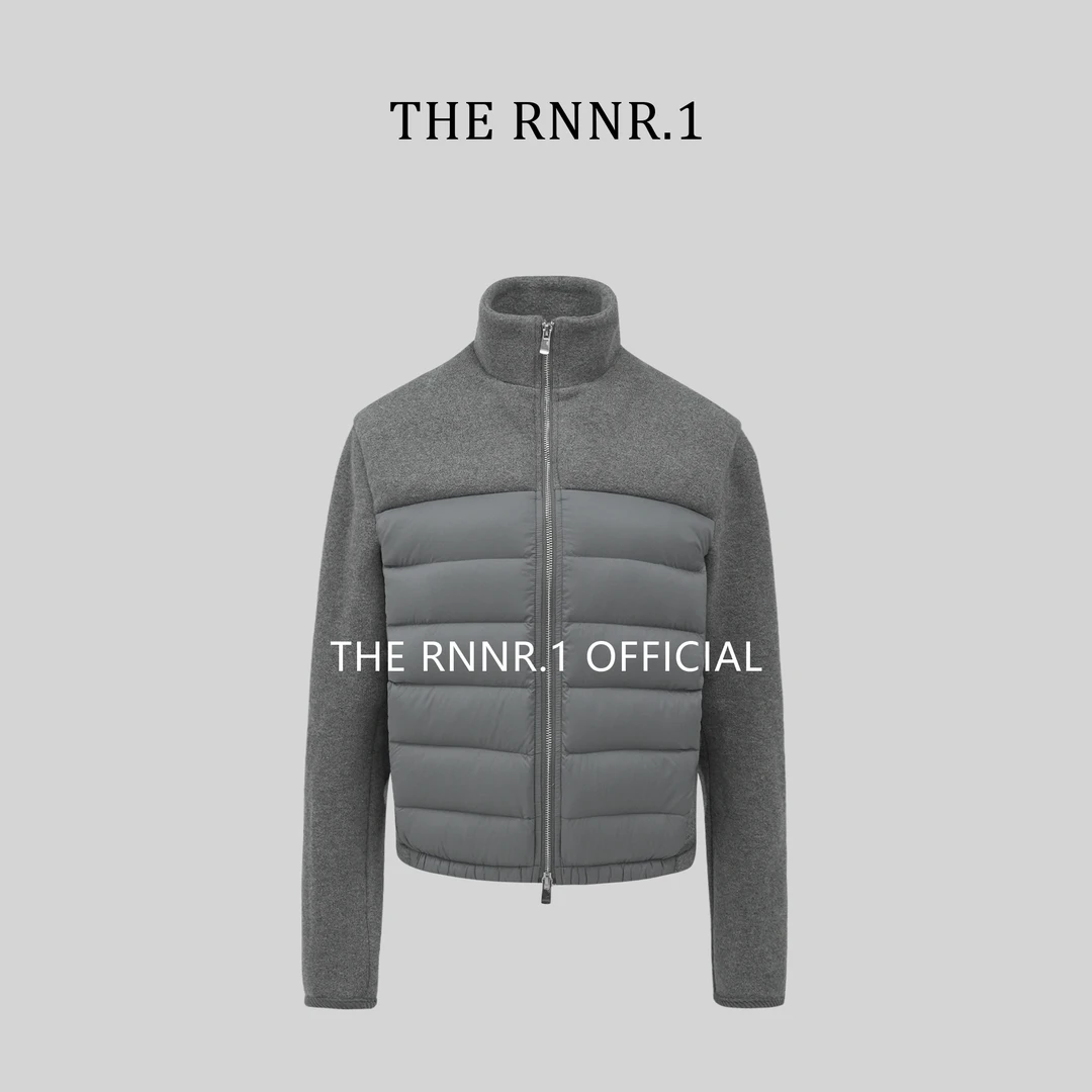 THE RNNR.1老钱排骨鹅！拼接针织羊毛 轻薄保暖 灰色 立领鹅绒服