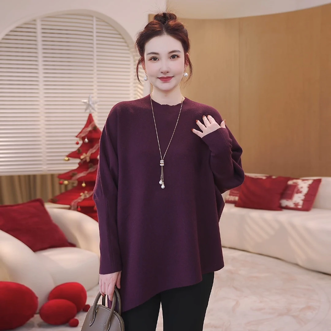 【48支安哥拉纤绒纱】MsShe大码女装2025新冬不规则毛衣S~E2512047