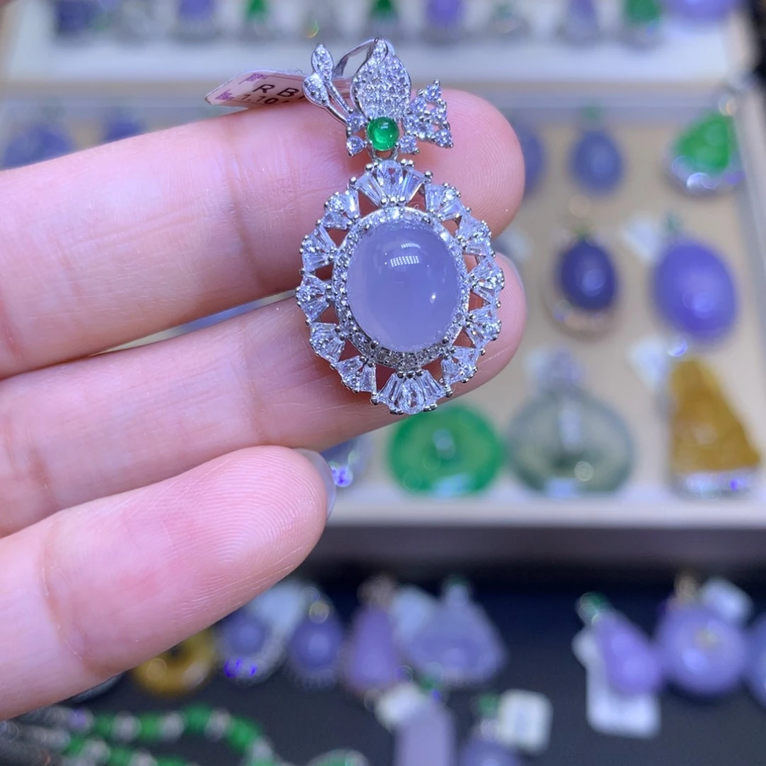 翡翠银S925镶嵌颈饰翡翠