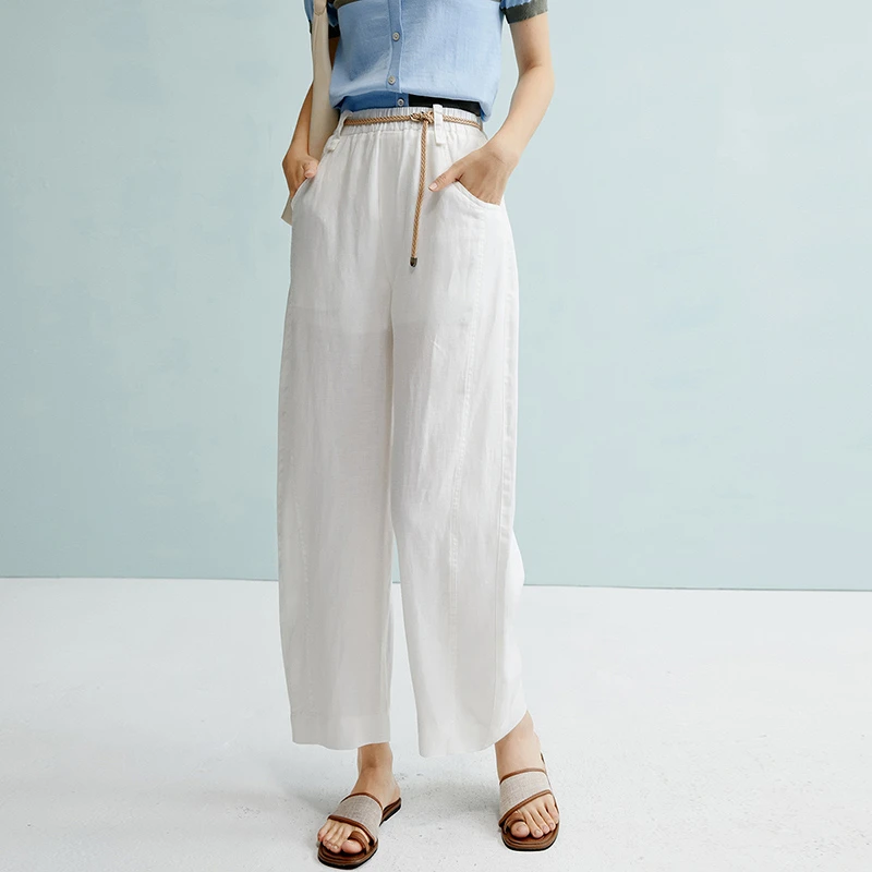 【断码清仓】百搭神裤2025裤子亚麻裤女【不含腰带】25041548