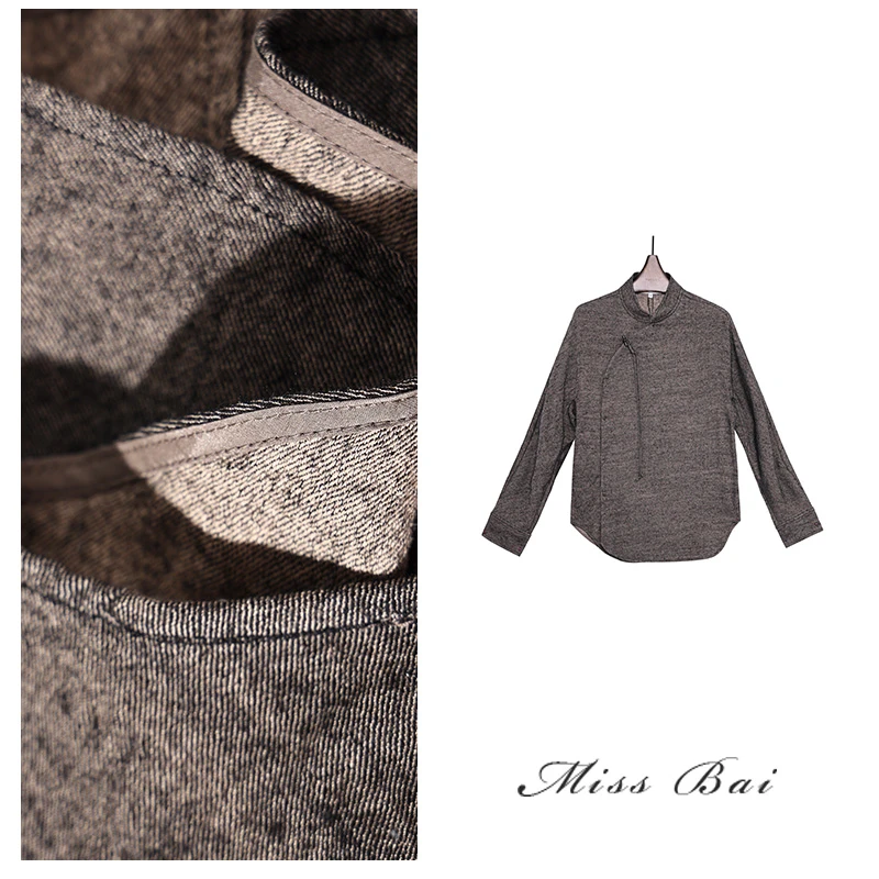 YIWEN-【羊城旧事】松弛感中式斜襟立领设计羊毛上衣SY5T53
