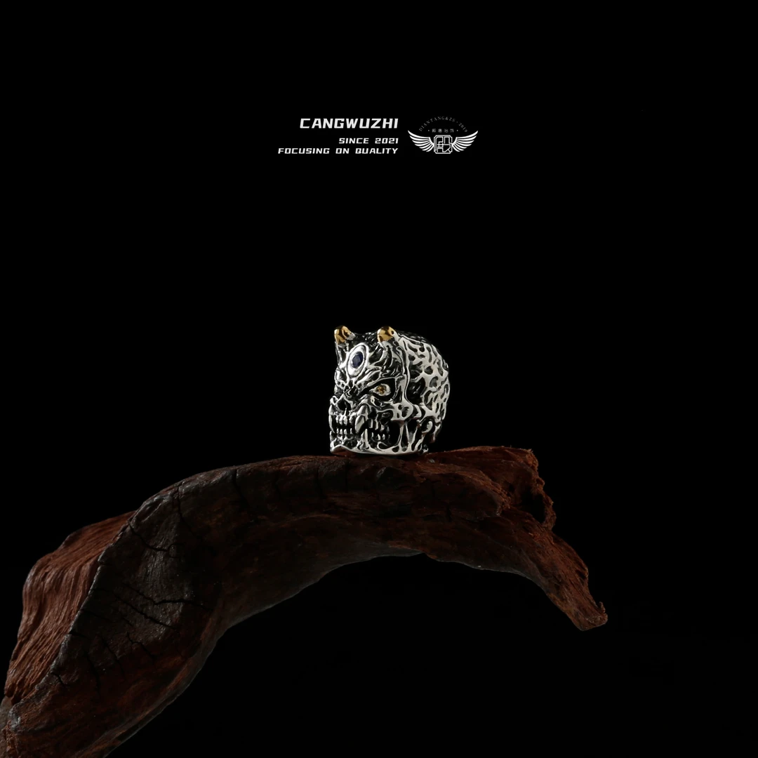 【藏物志】唐鑫 银版金角大王 蓝 骷髅-银制品配饰