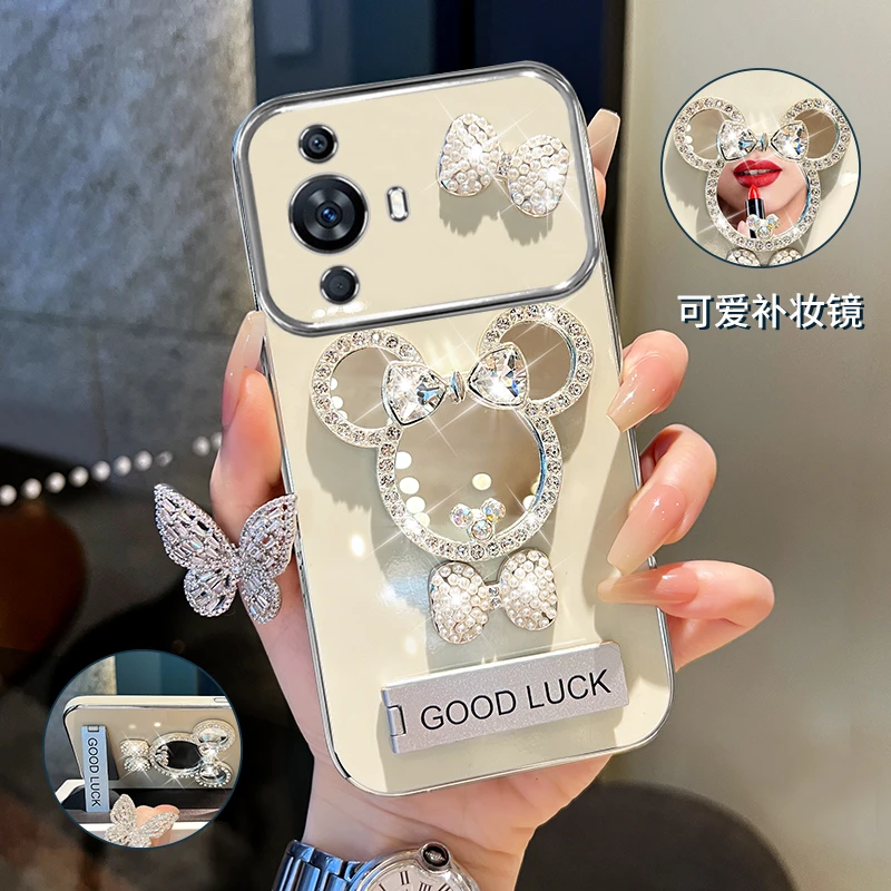 适用华为nova11/pro领结米奇补妆镜大视窗手机壳创意全包防摔女款