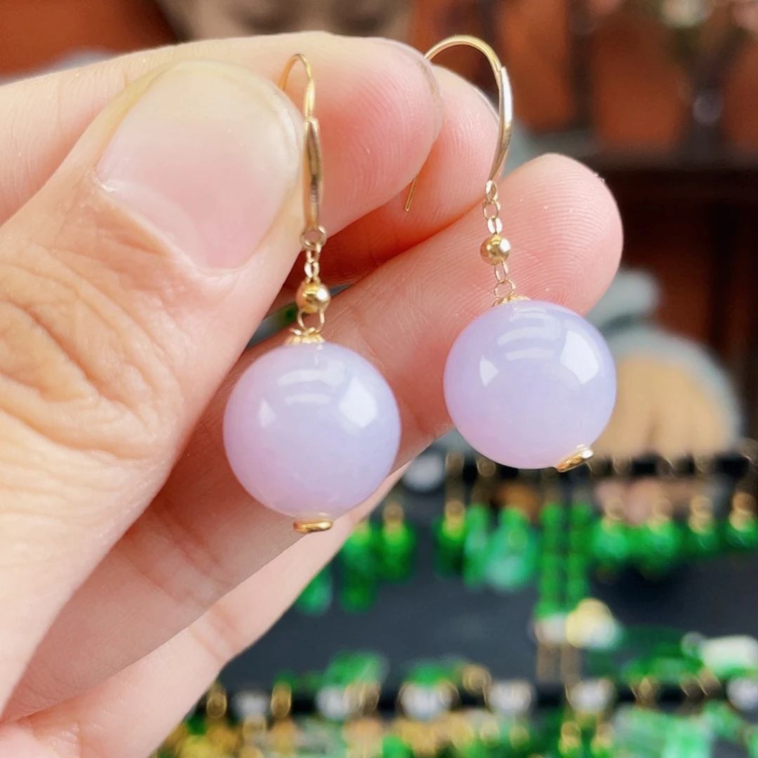 翡翠18K金镶嵌耳饰