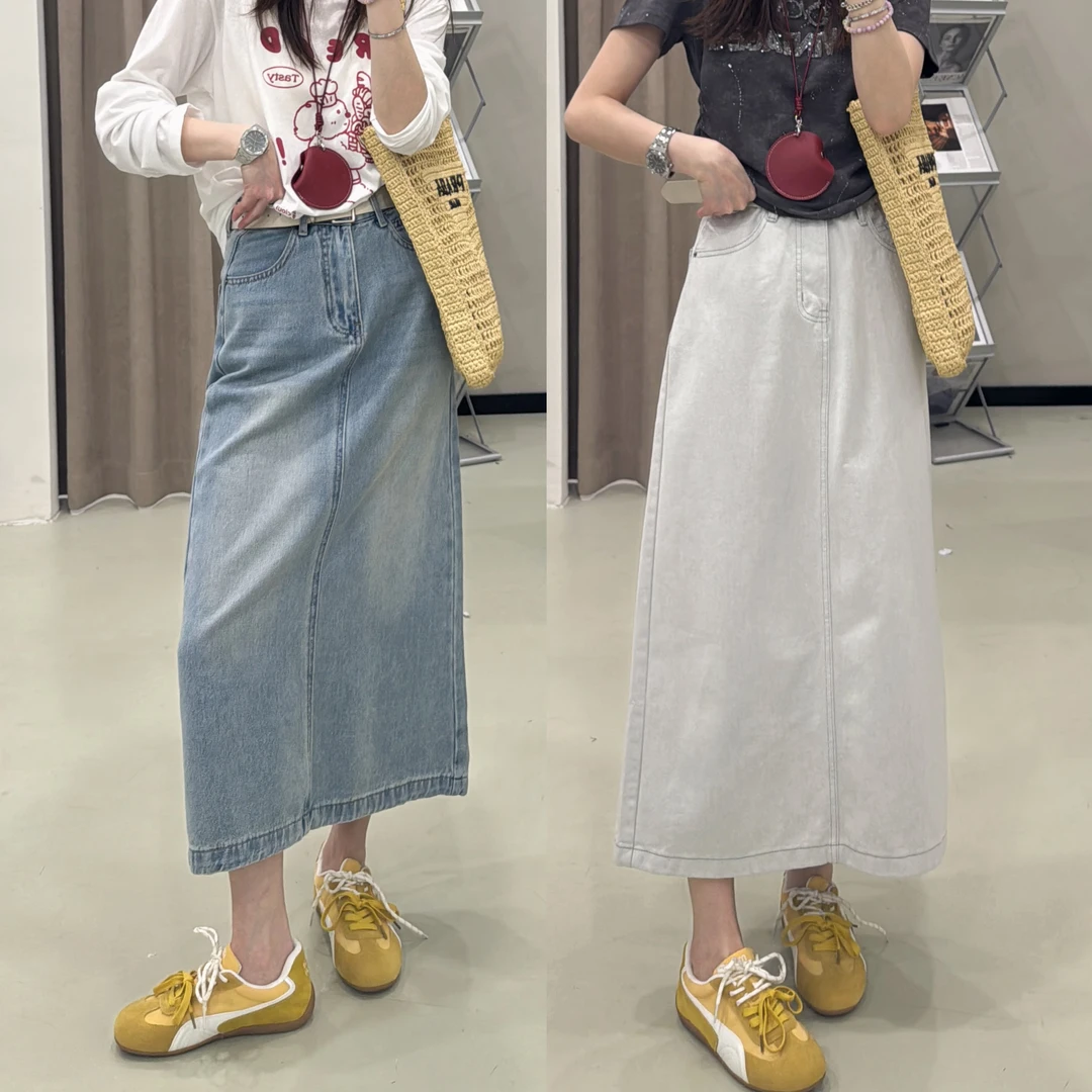 【ZMMY严选私服】夏季新款高腰显瘦后开叉牛仔半身裙5040902