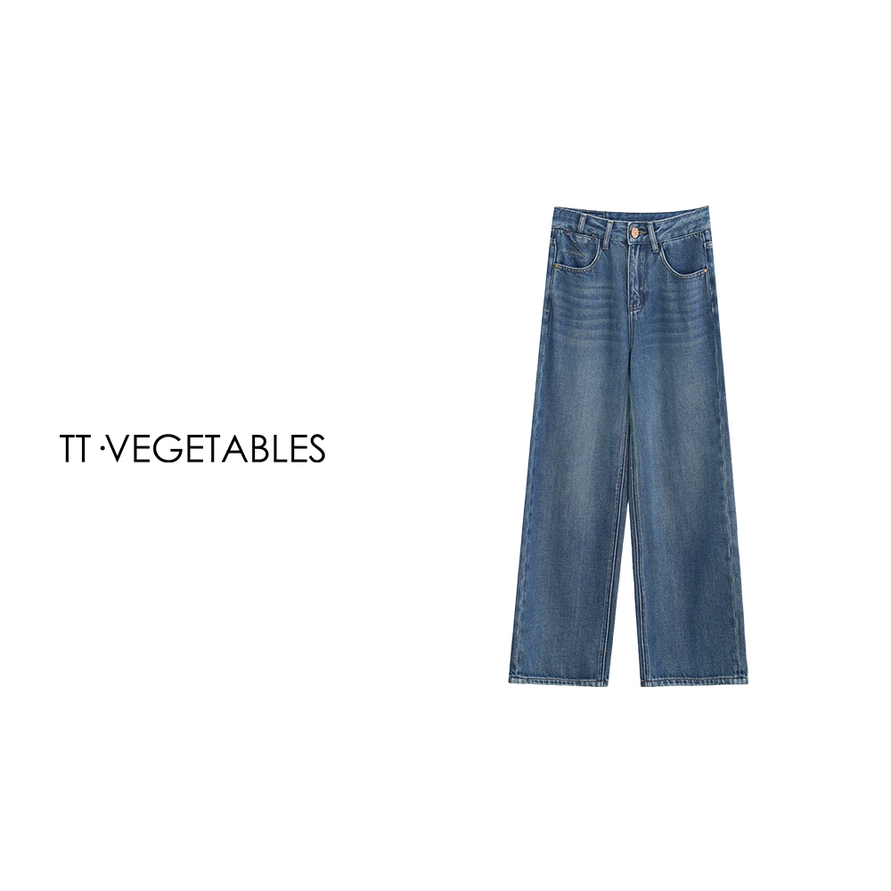 噢芬小个子 【1号神裤】莱赛尔直筒裤牛仔裤宽松老钱风裤子521178