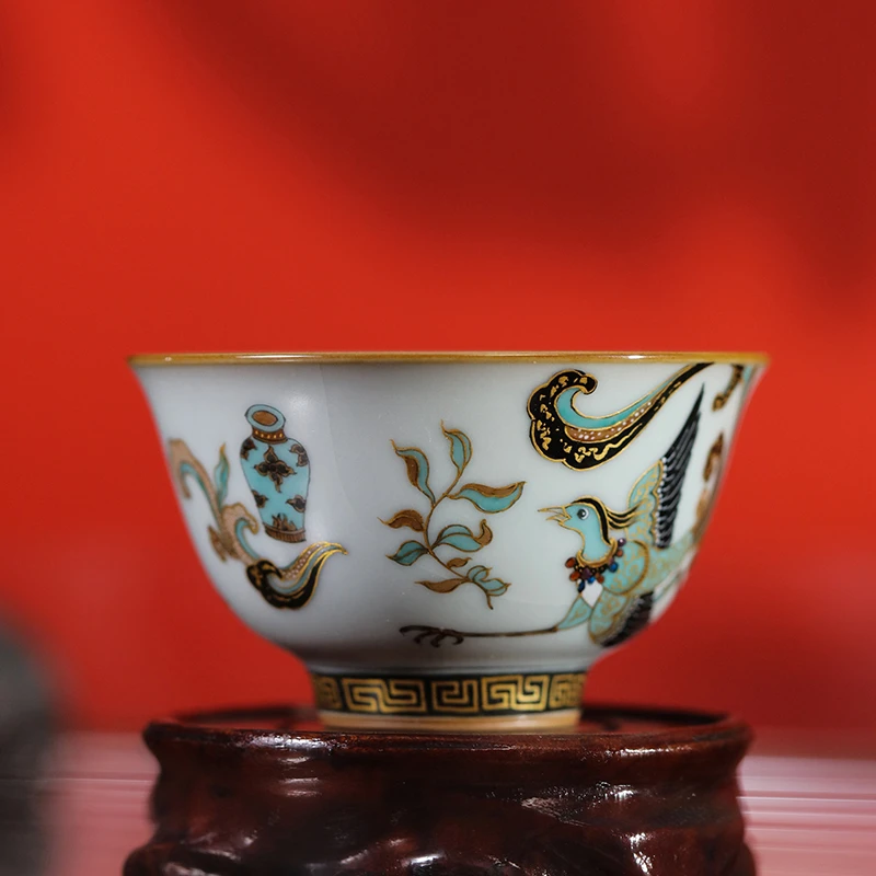 问鼎汝瓷鼎峰系列凤凰纹（月白精工复刻款雨尘杯）