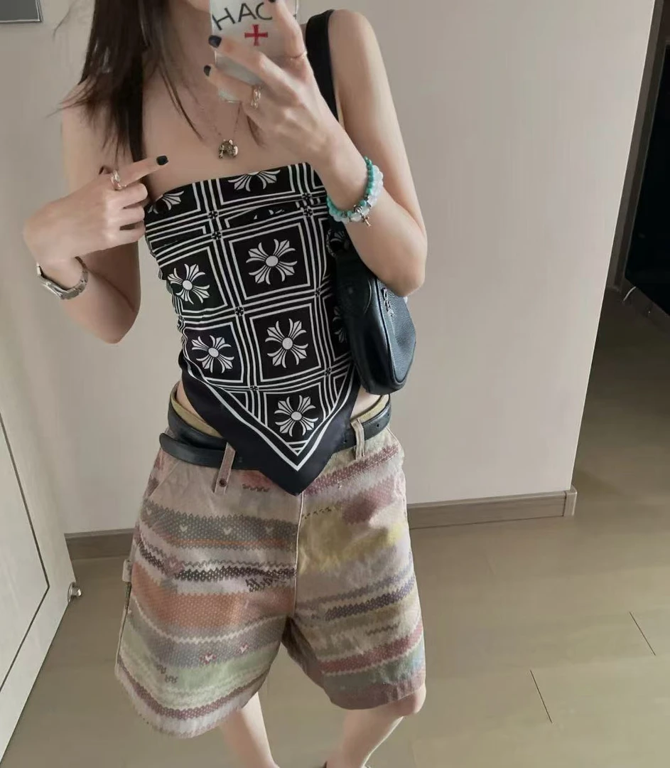 Galactic Queen高品质满印十字架丝巾方巾复古辣妹抹胸头巾