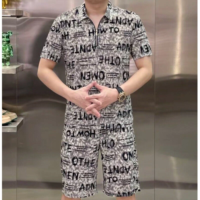 新款五分短裤男夏季薄款外穿时尚短袖T恤套装潮流休闲百搭两件套