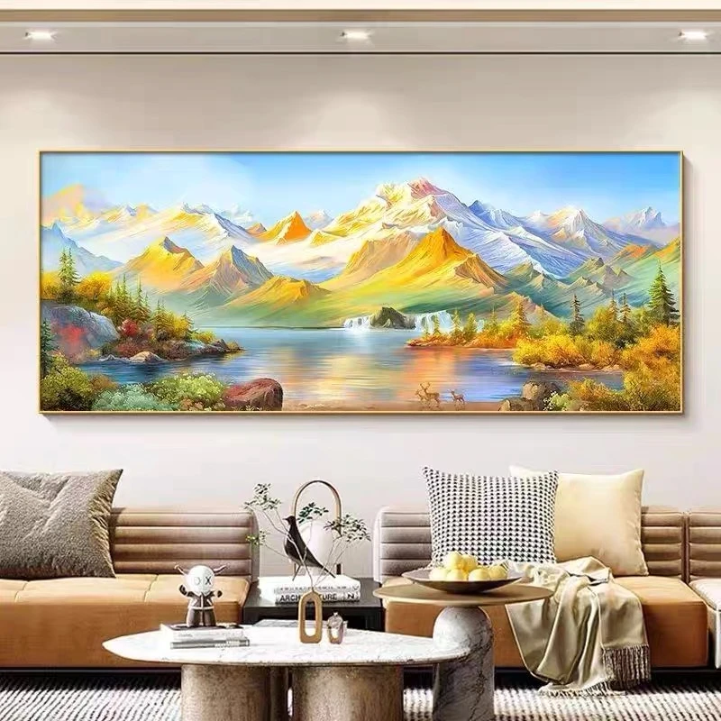 新款客厅沙发背景墙装饰画高端办公室山水画背景挂画千里江山图画