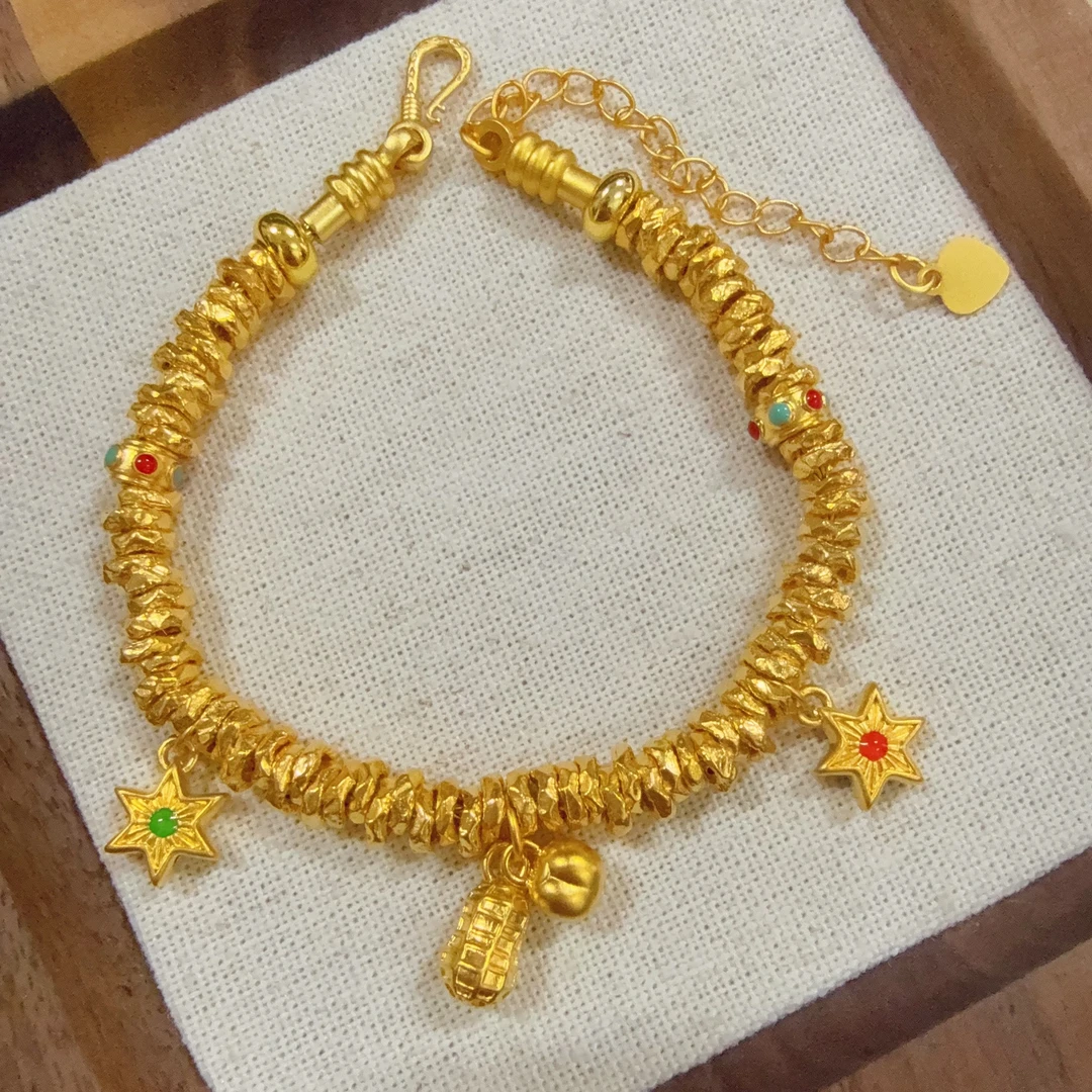 【足金好事发生盘缠手串】卡 5mm（配合金链）