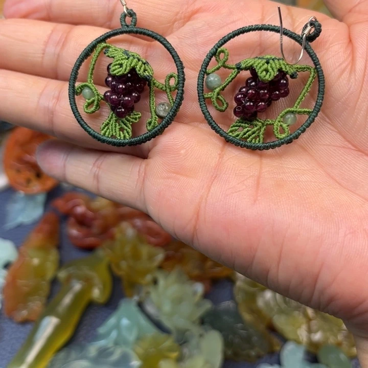 蛇纹石玉合金耳环