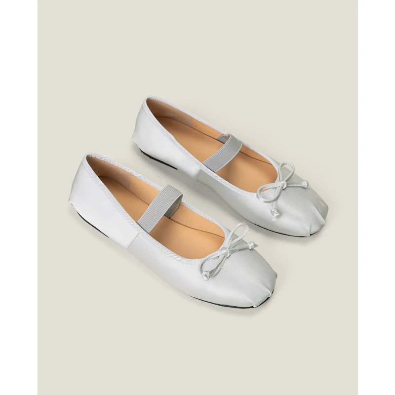 【Shoemaker Queen】复古真丝绸缎玛丽珍女鞋平底芭蕾舞浅口单鞋