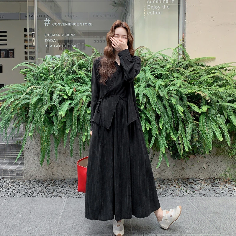 轻熟风肌理感衬衫半身裙2025春秋新款复古松弛感韩系老钱风套装裙