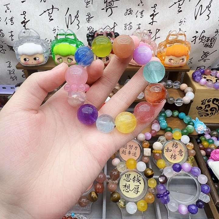 摆件银S925镶嵌水晶彩色多宝