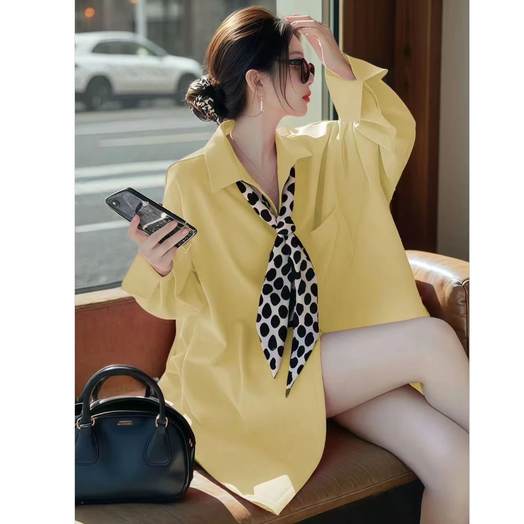 2025春季新款时尚小衫超好看独特漂亮时髦设计感气质领结长袖衬衫
