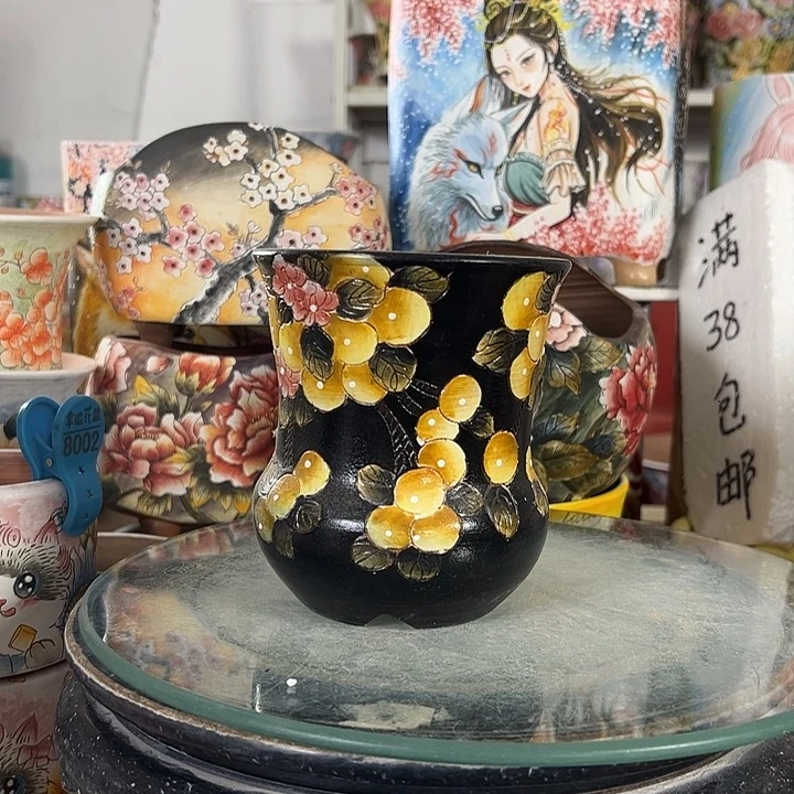 满38包邮景德镇手绘花盆