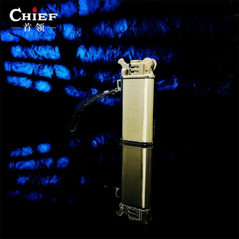 CHIEF首领205复古金拉丝便携煤油打火机老式个性创意潮男腰挂火机