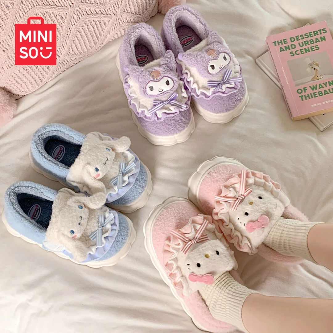 MINISO/名创优品棉拖鞋女款2025新款爆款冬可爱三丽鸥防滑毛毛拖