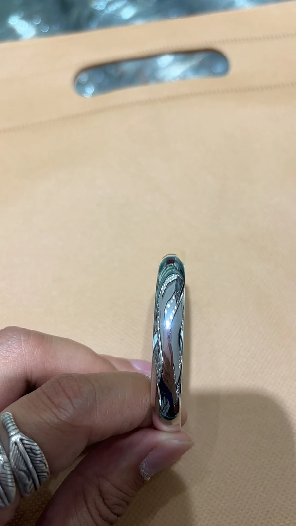 足银手镯 足银手镯 喜公公 手工泥鳅背光面足银手镯