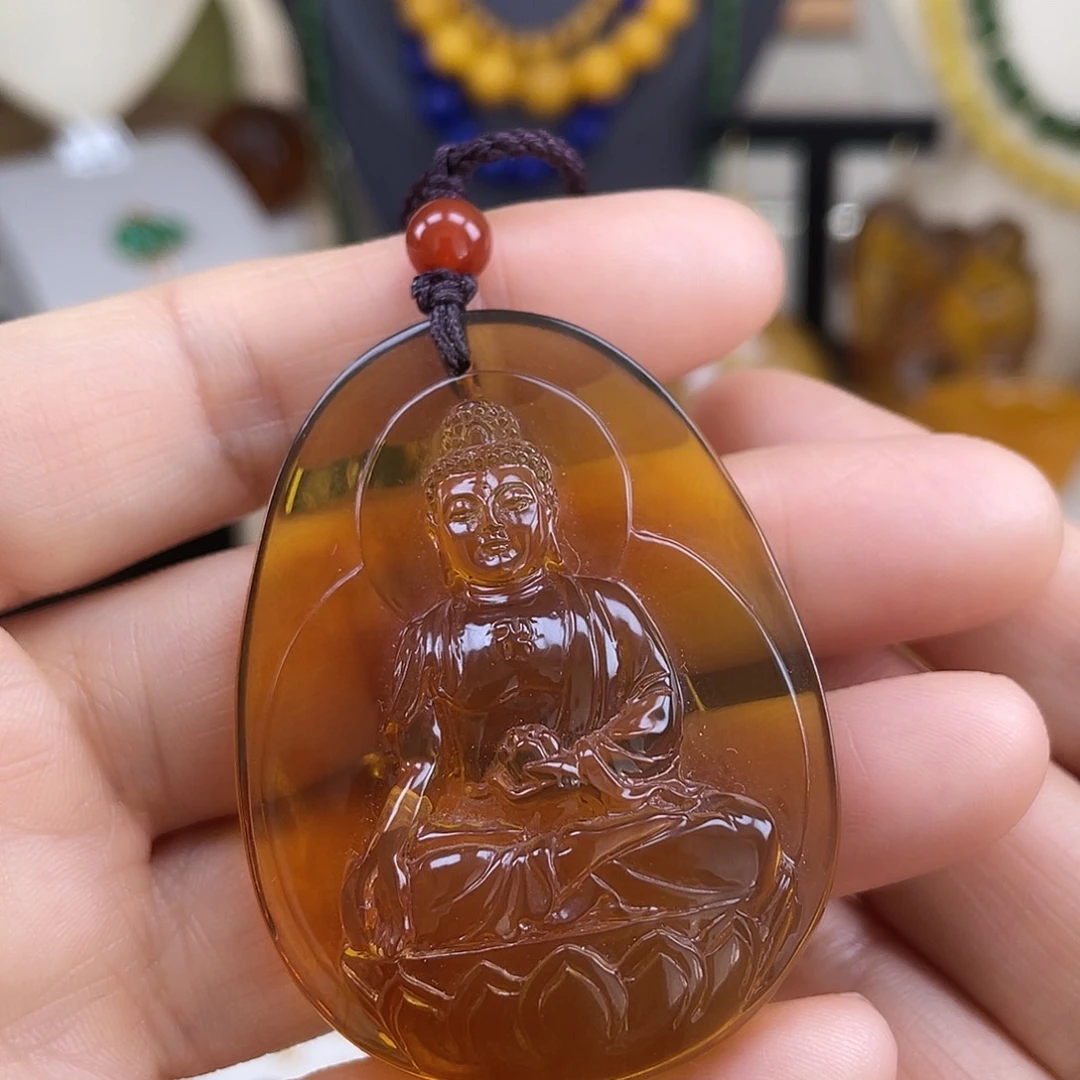 琥珀未镶嵌珠宝奇石阿弥陀佛 墨西哥蓝珀