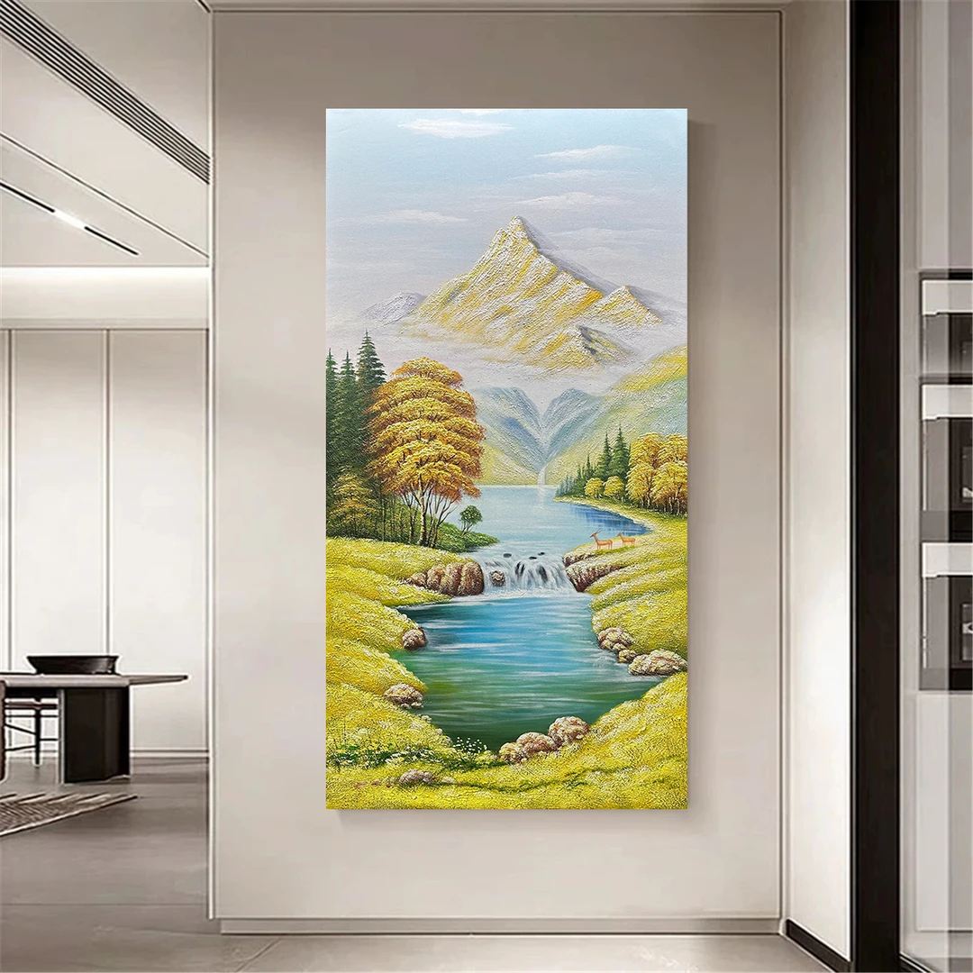 (金山聚宝盆)纯手绘肌理油画现代客厅抽象装饰挂画走廊玄关画