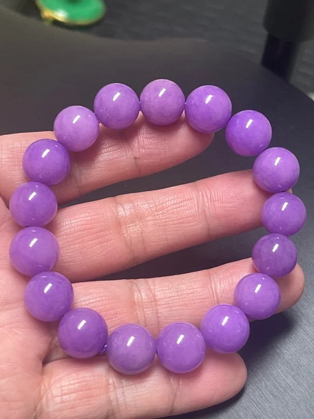 紫色翡翠手链12mm时尚