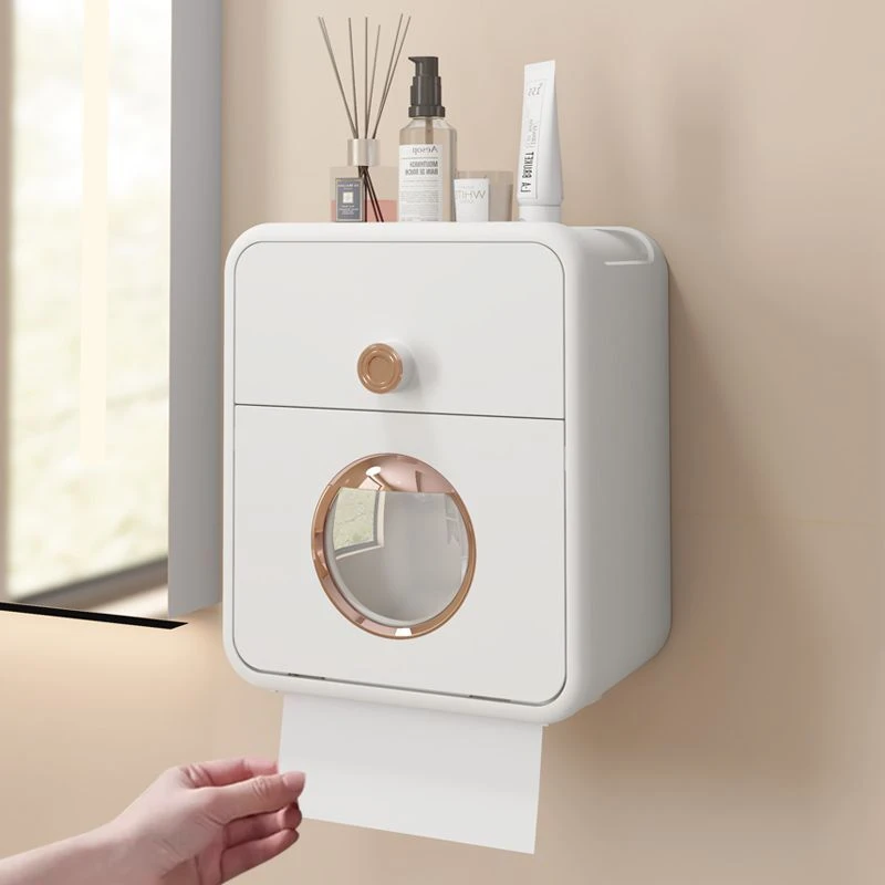 卫生间厕纸盒壁挂式纸巾盒免打孔防水厕所抽纸盒卫生纸卷纸置物架