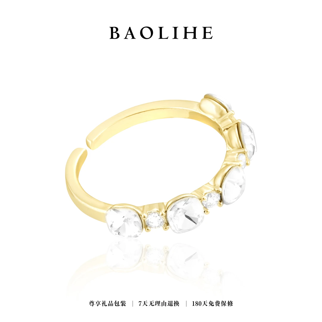 镀K金  几何小方块  开口可调节戒指J1755