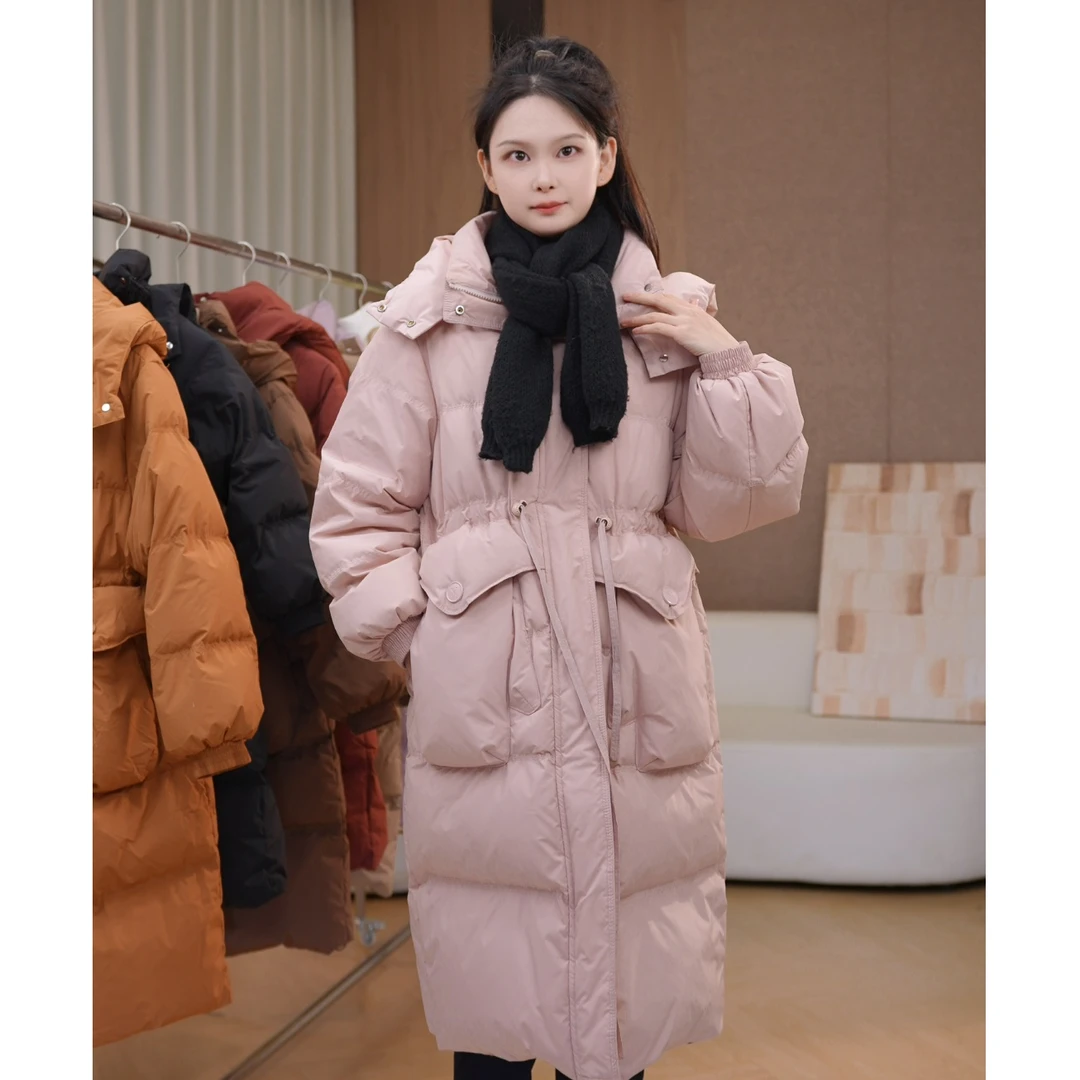 【小颖专享】收腰抽绳羽绒服女中长款手套款韩版冬季外套BZ0126012