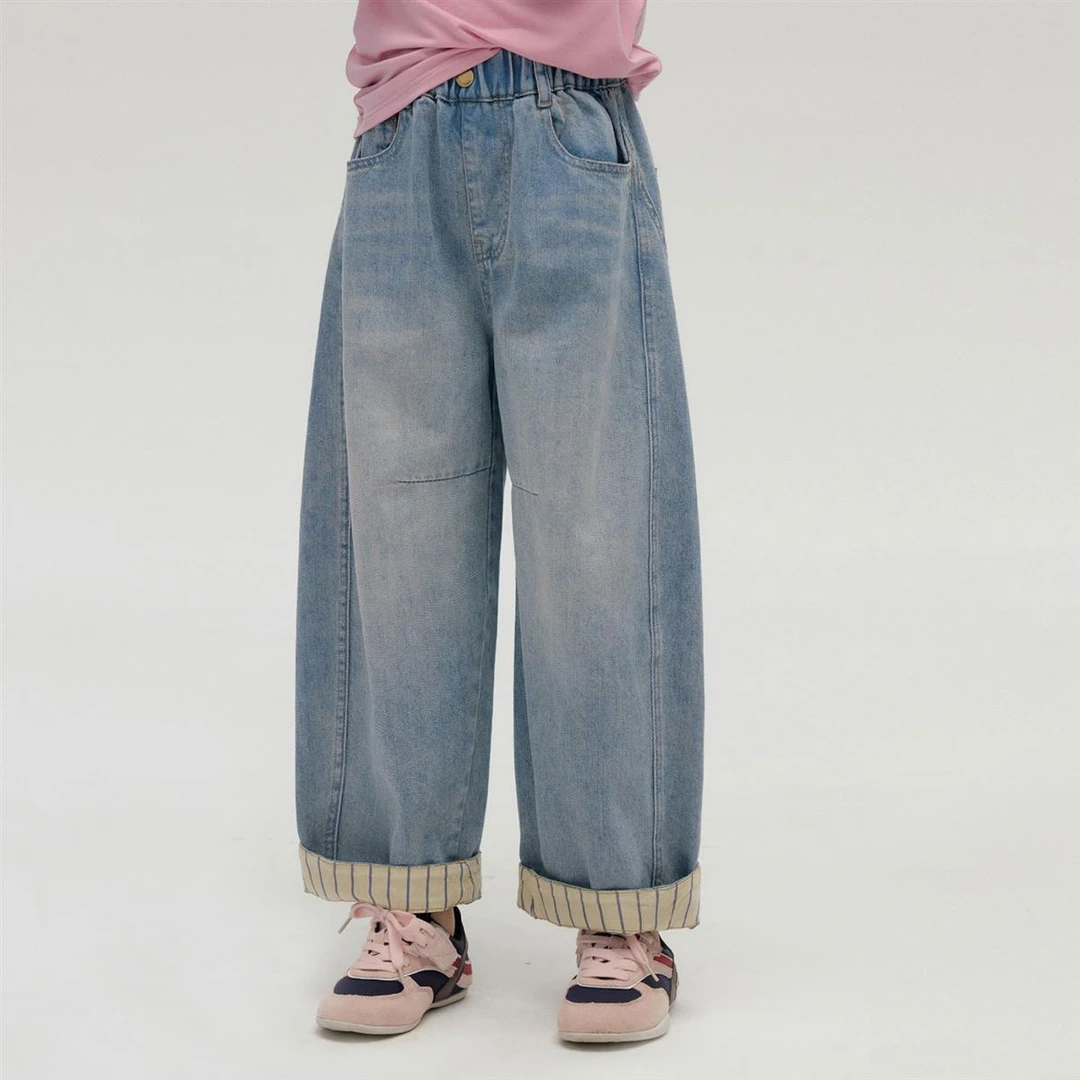 童装女童春秋牛仔裤2025新款韩版儿童休闲裤中大童洋气女孩阔腿裤