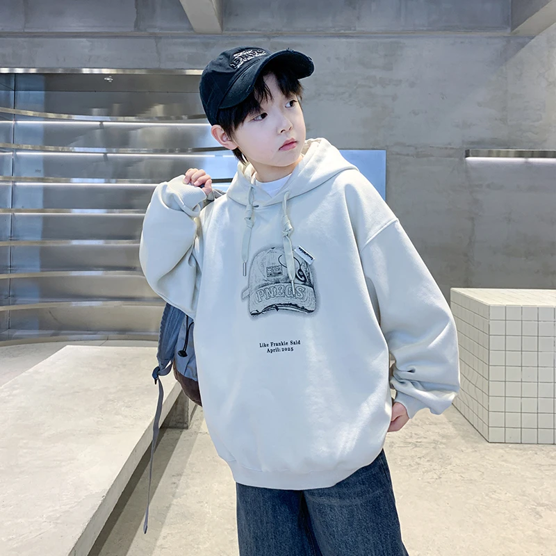 男童连帽卫衣秋装中大童帅气韩版大码百搭洋气时尚儿童上衣男孩潮