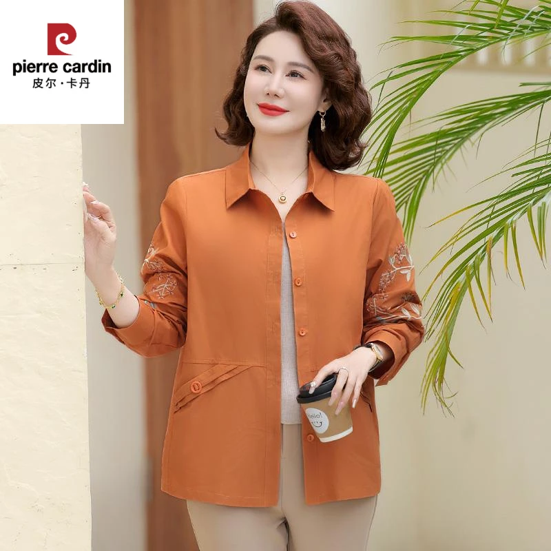 皮尔卡丹中年女装春秋款衬衫妈妈春装时尚薄款外套2025新款中老年