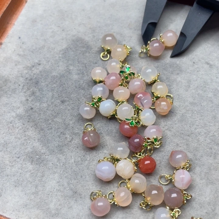 玛瑙/玉髓合金珠宝半成品5个9mm盐源吊坠