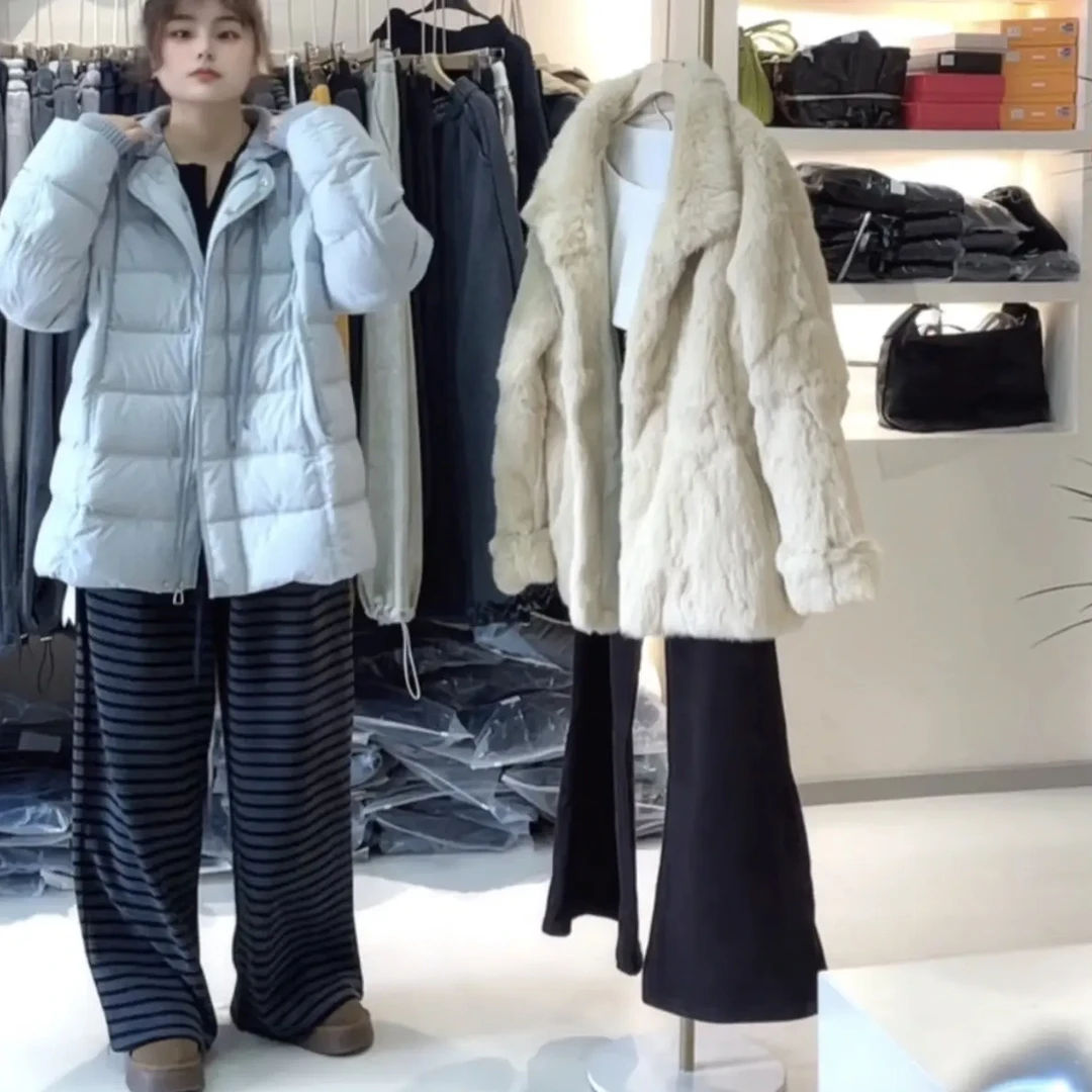 韩系连帽宽松加厚保暖白鸭绒女冬季新款短款外套
