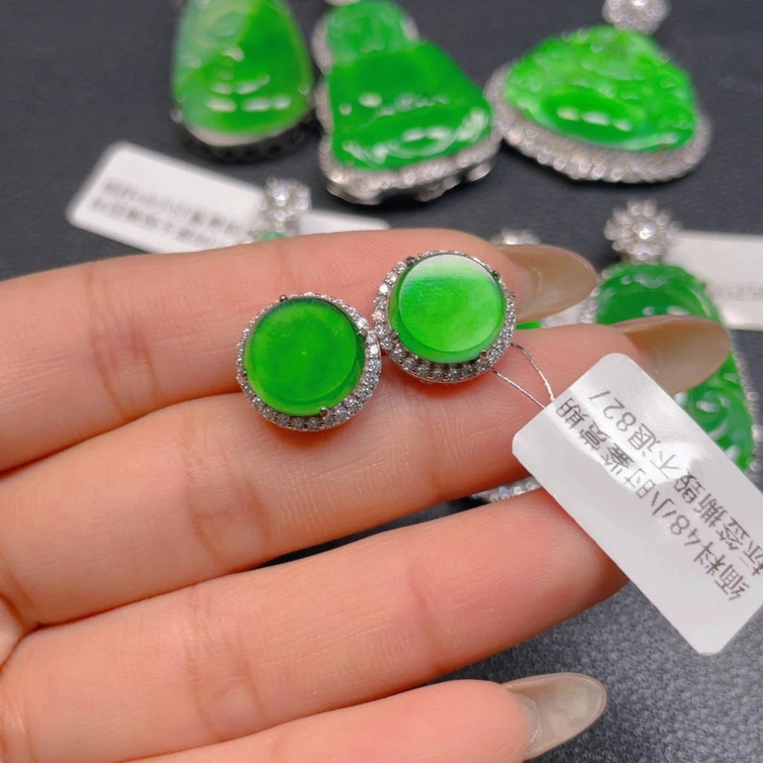 翡翠银S925镶嵌吊坠(不含链)