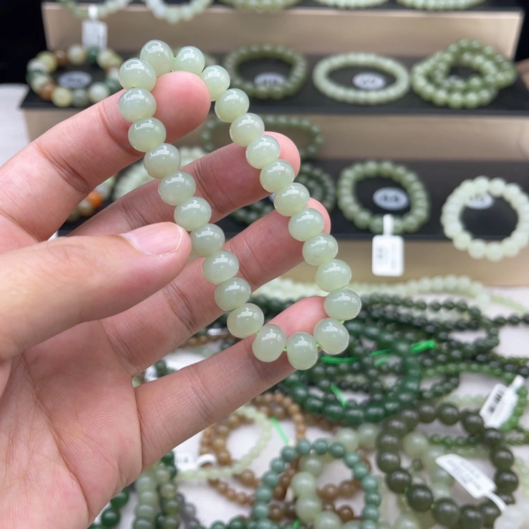 手链未镶嵌和田玉卡9且末蓝算盘珠
